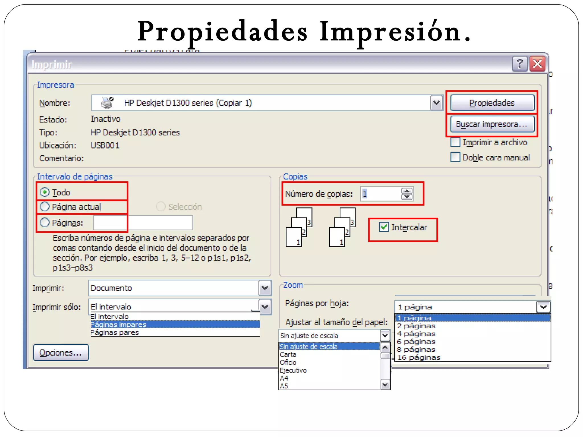 Propiedades Impresión. 