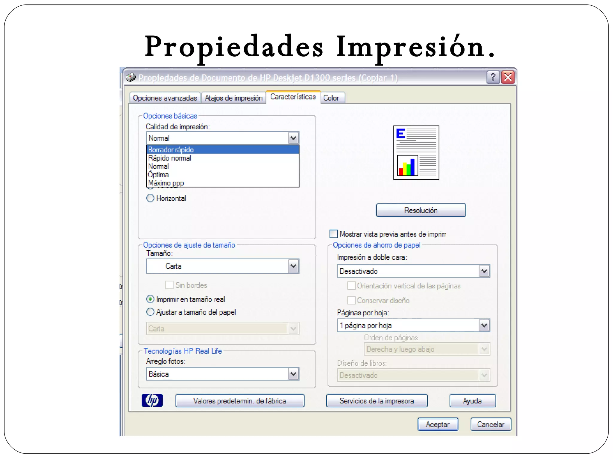 Propiedades Impresión. 