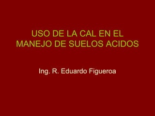 USO DE LA CAL EN EL
MANEJO DE SUELOS ACIDOS
Ing. R. Eduardo Figueroa
 