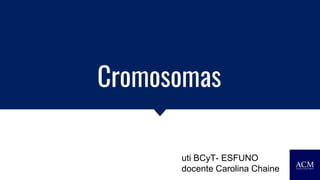 Cromosomas
uti BCyT- ESFUNO
docente Carolina Chaine
 