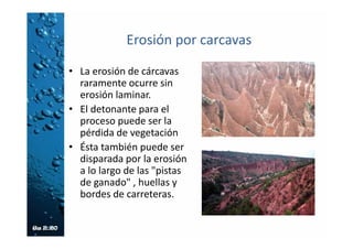 Rápidas escalonadas
• Estimar el caudal de diseño.
• Evaluar la geometría del canal (pendiente, altura y
ancho).
• Seleccionar la altura óptima del escalón, para obtener el
régimen de flujo seleccionado.
• Calcular las características hidráulicas del flujo.
• Calcular el contenido de aire disuelto aguas abajo de la
estructura. En los regímenes de flujo saltante se debe
airear el salto en su caída libre de un escalón a otro.
• Diseñar la cresta de la rápida
• Calcular la altura de las paredes del canal considerando
un borde libre para recoger las posibles salpicaduras o
aumentos de caudal no previstos.
 