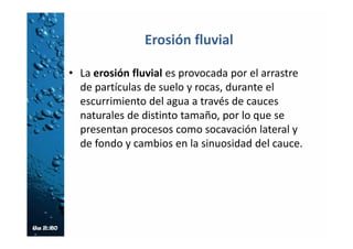 Rápidas escalonadas
• Para mayar disipación
de energía se pueden
aumentar bloques de
cemento o salientes en
la grada, rápidas
escalonadas con tapas
o rápidas escalonadas
con vertedero y
pantalla (forman
resalto hidráulico y
atenúan el golpe del
agua).
 