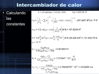 Intercambiador de calor
• Calculando
las
constantes
 