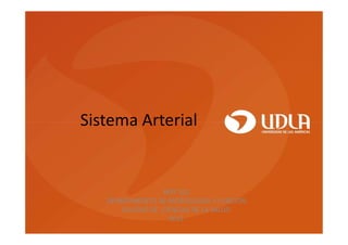 Sistema Arterial


                  MYF 101
   DEPARTAMENTO DE MORFOLOGÍA Y FUNCIÓN
       FAULTAD DE CIENCIAS DE LA SALUD
                    2012
 