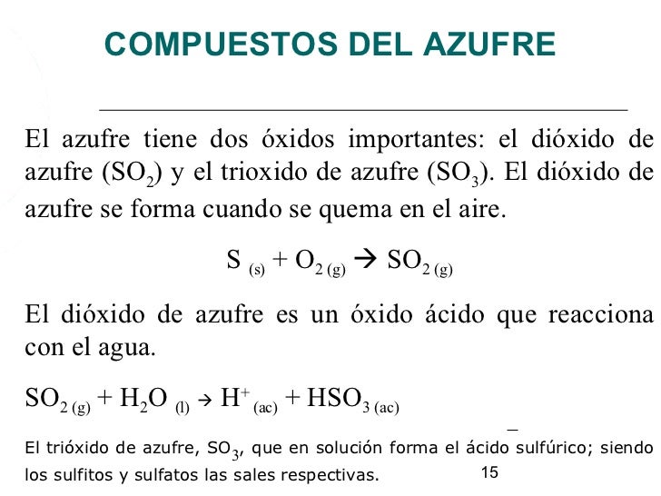 Reaccion Del Azufre Con El Oxigeno
