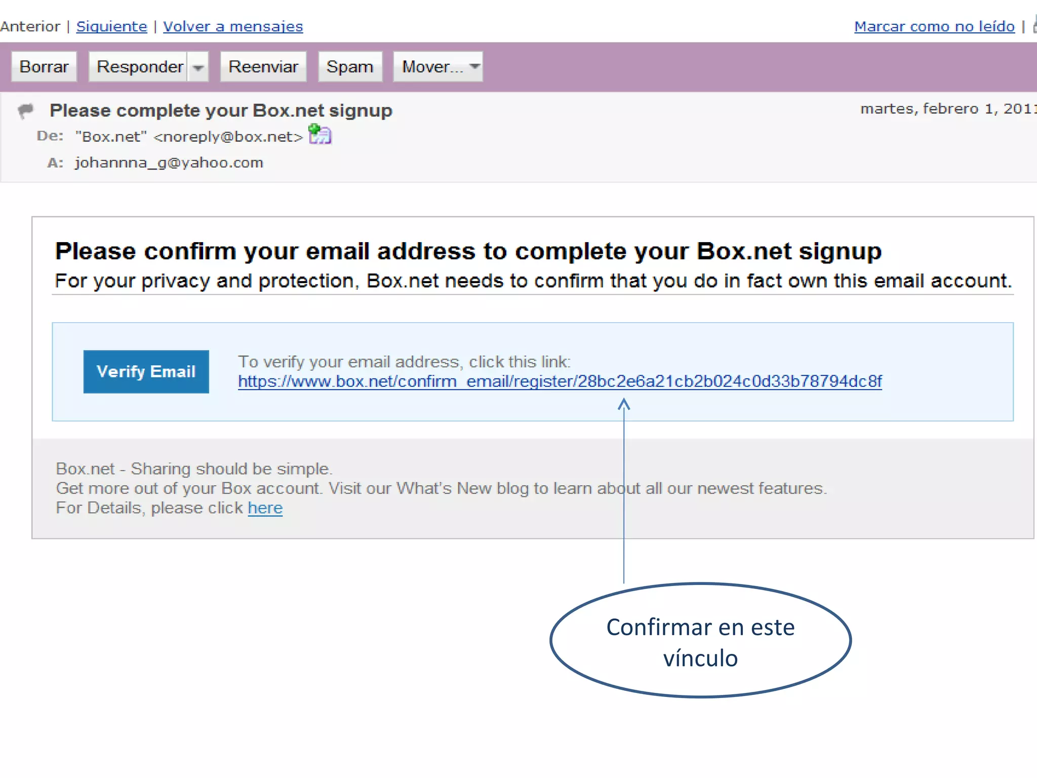 Confirmar en este vínculo 