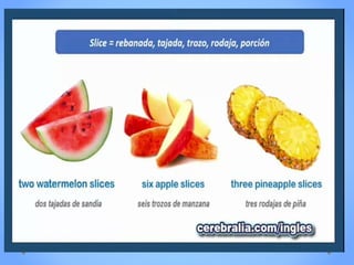 Clase countables and uncountables about food