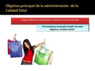 Si la empresa no puede cumplir con este objetivo, no debe existir. Según Ishikawa es la felicidad y satisfacción de las personas 