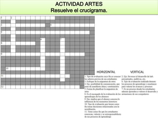 ACTIVIDAD ARTES 
Resuelve el crucigrama. 
HORIZONTAL VERTICAL 
