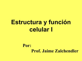 Estructura y función
celular I
Por:
Prof. Jaime Zalchendler
 