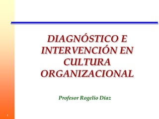 1
DIAGNÓSTICO E
INTERVENCIÓN EN
CULTURA
ORGANIZACIONAL
Profesor Rogelio Díaz
 