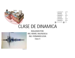 CLASE DE DINAMICA
REALIZADO POR:
ING. ROMEL VALENZUELA
ING. FERNANDO LEIVA
Clase 4
 