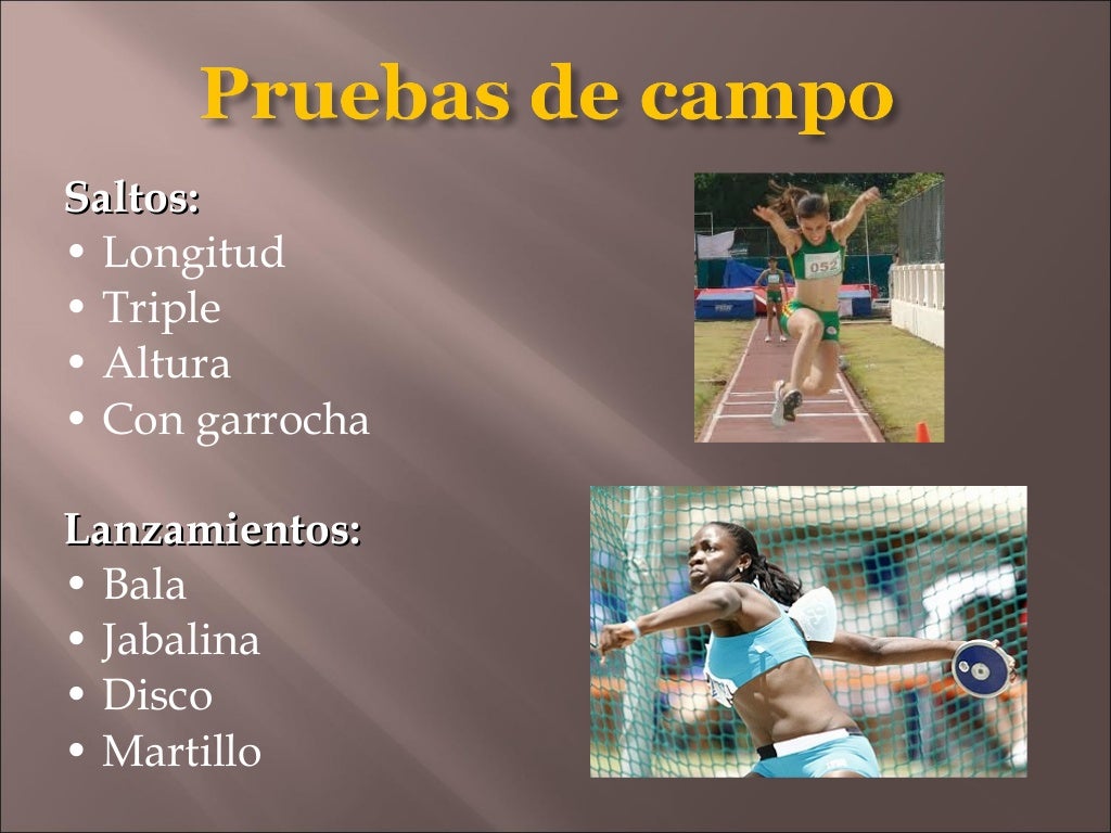 Clasificación de las pruebas (Pista, campo y combinadas)