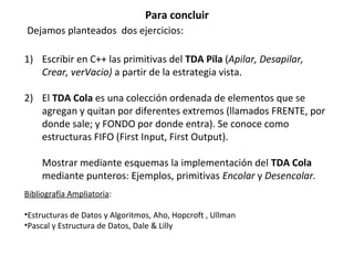 Clase de ejemplo de implementación de una pila con punteros como tda | PPT