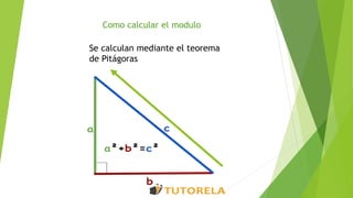 Como calcular el modulo
Se calculan mediante el teorema
de Pitágoras
 