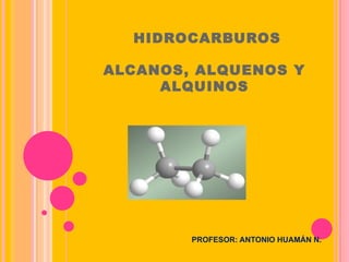 HIDROCARBUROS ALCANOS, ALQUENOS Y ALQUINOS PROFESOR: ANTONIO HUAMÁN N. 