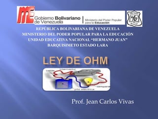 REPÚBLICA BOLIVARIANA DE VENEZUELA
MINISTERIO DEL PODER POPULAR PARA LA EDUCACIÓN
  UNIDAD EDUCATIVA NACIONAL “HERMANO JUAN”
           BARQUISIMETO ESTADO LARA




                    Prof. Jean Carlos Vivas
 