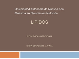 Universidad Autónoma de Nuevo León Maestría en Ciencias en Nutrición  LípidosBioquímica NutricionalNinfa Escalante García  