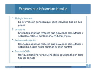 SALUD HOLÍSTICA
Características
Se Vislumbra la Salud Desde Una Perspectiva Positiva.
Se Enfatiza el Bienestar en Vez de la Enfermedad.
El Ser Humano se Desempeña Como una Unidad
Entera.
No Existe Salud si una de las Dimensiones no se
Encuentra Saludable.
Su Filosofía/Propósito Principal es La Enseñanza de
Prácticas Básicas de una Vida Saludable.
 