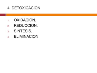 4. DETOXICACION OXIDACION. REDUCCION. SINTESIS. ELIMINACION 