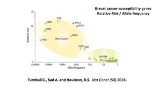Breast cancer susceptibility genes
Relative Risk / Allele frequency
 