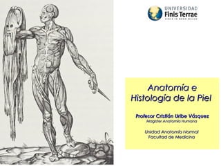 Anatomía e
Histología de la Piel
Profesor Cristián Uribe Vásquez
Magister Anatomía Humana

Unidad Anatomía Normal
Facultad de Medicina

 