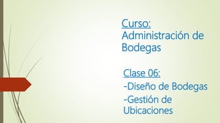 Clase 06:
-Diseño de Bodegas
-Gestión de
Ubicaciones
Curso:
Administración de
Bodegas
 