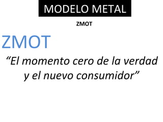 ZMOT
“El momento cero de la verdad
y el nuevo consumidor”
ZMOT
MODELO METAL
 