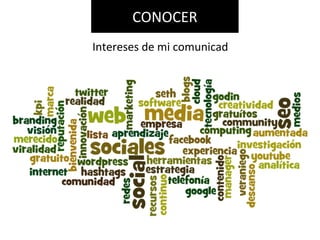 CONOCER
Intereses de mi comunicad
 