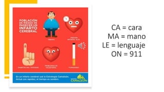 CA = cara
MA = mano
LE = lenguaje
ON = 911
 