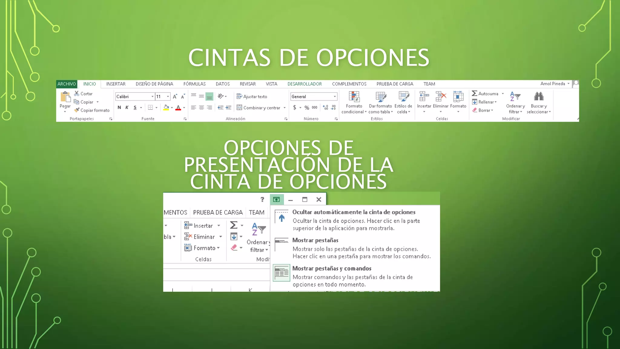 CINTAS DE OPCIONES
OPCIONES DE
PRESENTACIÓN DE LA
CINTA DE OPCIONES
 