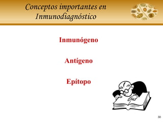 Conceptos importantes en
Inmunodiagnóstico
Inmunógeno
Antígeno
Epítopo
30
 