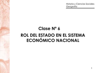 Clase Nº 6 ROL DEL ESTADO EN EL SISTEMA  ECONÓMICO NACIONAL  