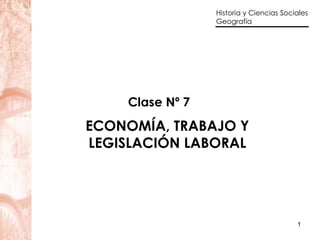 Clase Nº 7 ECONOMÍA, TRABAJO Y  LEGISLACIÓN LABORAL  
