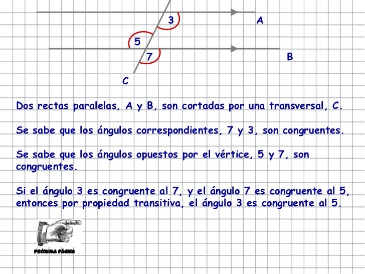 Ángulos de rectas paralelas cortadas por una transversal
