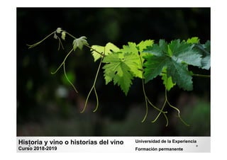 Universidad de la Experiencia
Formación permanente
Historia y vino o historias del vino
Curso 2018-2019
 