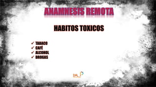 HABITOS TOXICOS
 TABACO
 CAFÉ
 ALCOHOL
 DROGAS
 