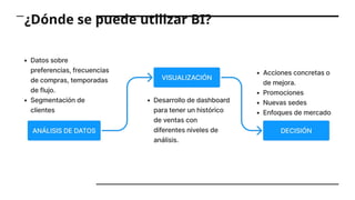 ¿Dónde se puede utilizar BI?
 