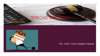 DERECHO TRIBUTARIO
INTRODUCCIÓN
Dra. Janet Yvone Castagne Vásquez
 