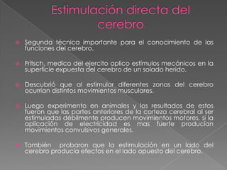 Du bois-raymondinició sus estudios electro físicos sobre el tejido nervioso, observo el flujo de la corriente eléctrica en los nervios.Luego Helmholtz se propuso medir la velocidad del impulso eléctrico que se desplazaba por el nervio, lo probo a través de un experimento donde medía la duración, latencia y naturaleza de la contracción. Con esto calculo que la velocidad del impulso nervioso era de 25 metros por segundo.Aplicación en el estudio del cerebro, estructura y funciones.