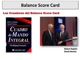Balance Score Card
Robert Kaplan
David Norton
Los Creadores del Balance Score Card
 