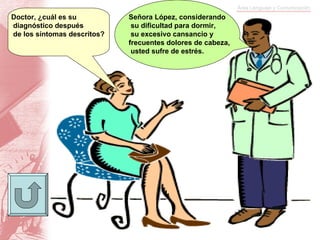 Doctor, ¿cuál es su diagnóstico después de los síntomas descritos? Señora López, considerando su dificultad para dormir, su excesivo cansancio y  frecuentes dolores de cabeza, usted sufre de estrés. 