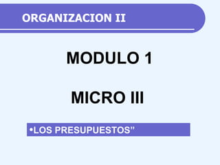 ORGANIZACION II ,[object Object],MODULO 1 MICRO III 