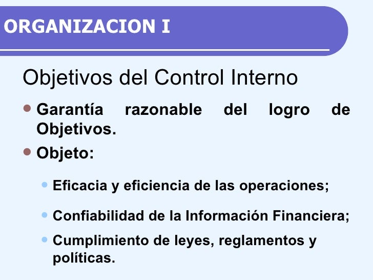 Control Interno Organización Empresas I Control Interno Organización Empresas I