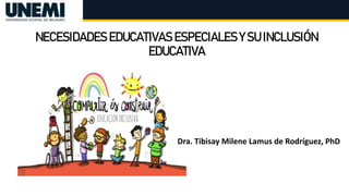 NECESIDADES EDUCATIVAS ESPECIALES Y SU INCLUSIÓN
EDUCATIVA
Dra. Tibisay Milene Lamus de Rodríguez, PhD
 
