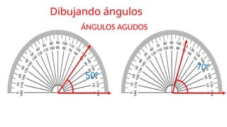 50°
70°
ÁNGULOS AGUDOS
Dibujando ángulos
 