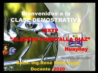 Bienvenidos a la
CLASE DEMOSTRATIVA
Bach. Ing.René Peña Vega
Docente -2020
IESTP
”ALBERTO PUMAYALLA DIAZ”
Huayllay
 