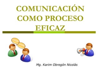 COMUNICACIÓN COMO PROCESO EFICAZ Mg. Karim Obregón Nicolás 
