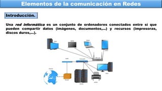 Elementos de la comunicación en Redes
Introducción.
Una red informática es un conjunto de ordenadores conectados entre sí ...