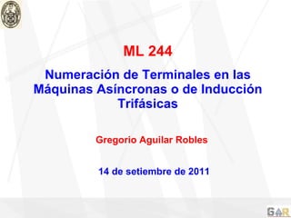 ML 244 Numeración de Terminales en las Máquinas Asíncronas o de Inducción Trifásicas Gregorio Aguilar Robles 14 de setiembre de 2011 